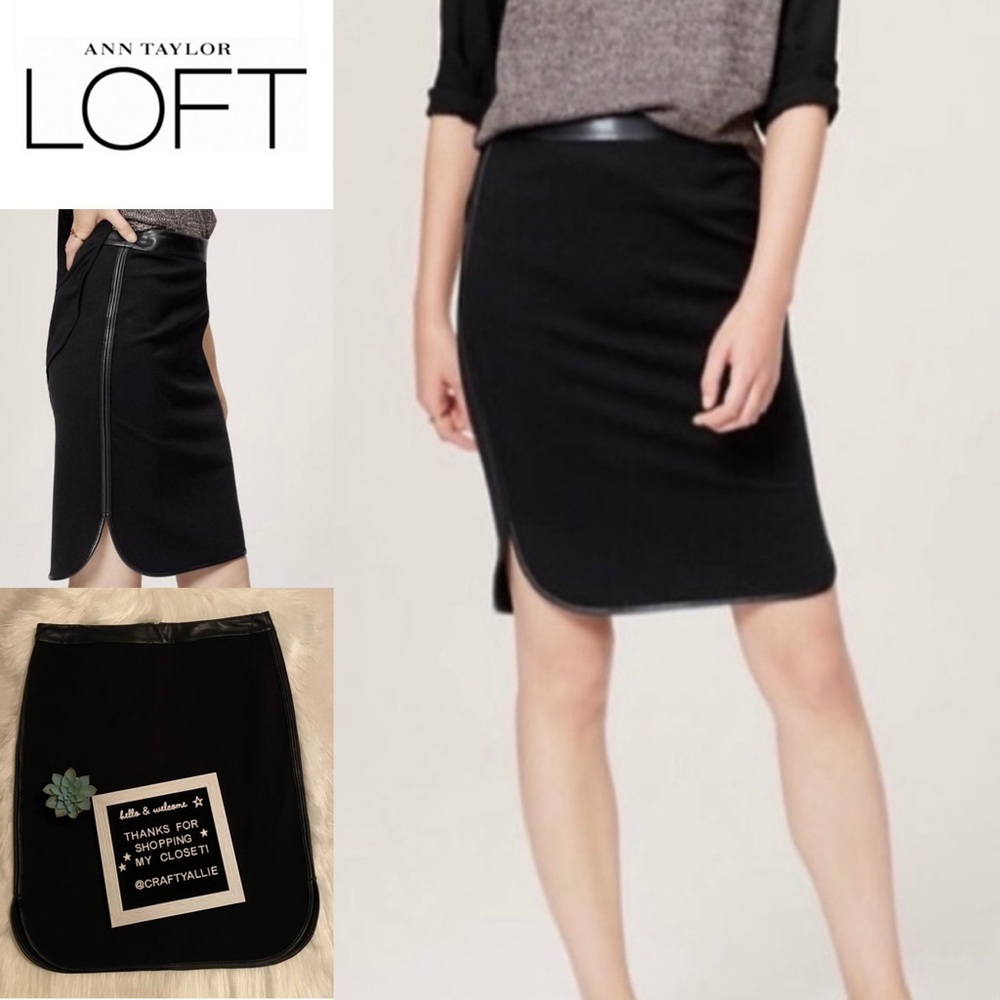 Ann Taylor LOFT Vegan Leather Trimmed Skirt || 8